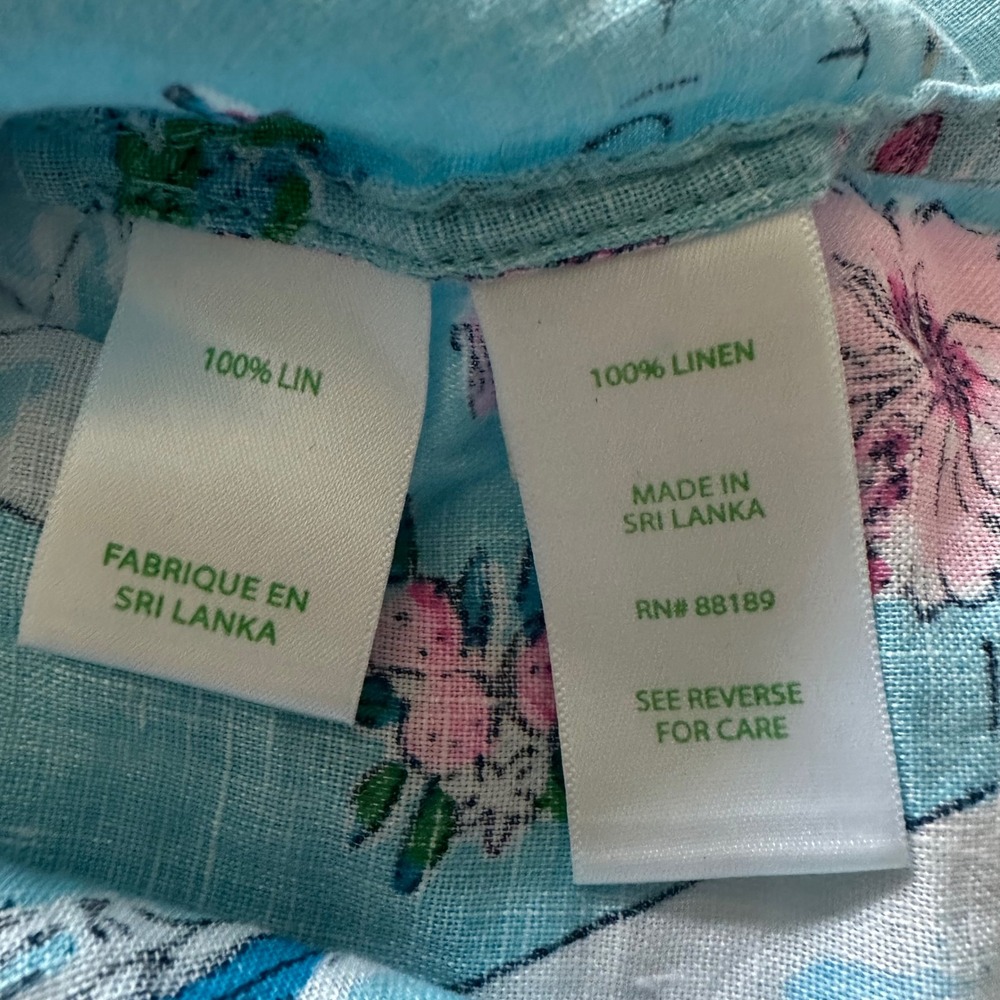 Lilly Pulitzer Floridita Linen Button Down Shirt Florida Map Print Blue Medium - Picture 3 of 8